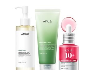 Anua 3-Step Glass Skin Beginner Set, Double Cleansing with Facial Serum, Oil Cleanser & Face Wash with Heartleaf, Daily Routine with Niacinamide, Korean Skincare Set