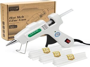 Mini Hot Glue Gun Kit with 30 Glue Sticks - Fast Preheating Hot Melt Gun, High Temp for School Crafts DIY Arts and Quick Home Repairs(White)