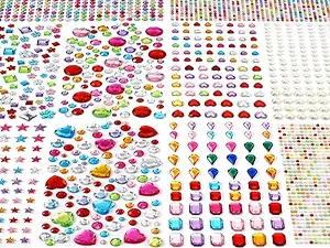 2774pcs Gem Stickers Jewels for Crafts, Self Adhesive Rhinestone Jewel Stick on Gems, Acrylic Bling Heart Stickers, Craft Supplies for Kids