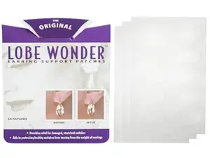 Lobe Wonder - The ORIGINAL Ear Lobe Support Patch for Pierced Ears - Eliminates the Look of Torn or Stretched Piercings - Protects Healthy Ear Lobes from Tearing - 60 Patches - Clear & Latex-Free