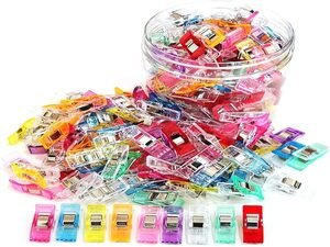 Sewing Clips, 100 Pcs with Plastic Box, Premium Quilting Clips for Supplies Crafting Tools, Assorted Colors Plastic Clips for Crafts,Sew Clip,Sew Clips,Sewing Notions