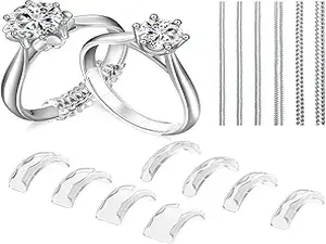 Ring Sizers for Loose Rings, 14 Pack Invisible Ring Size Adjuster Silicone, Ring Guards Spacer Tightener Resizer Fitter for Women Men, Make Ring Smaller Without Resizing Thick Band (Transparent-14PCS)