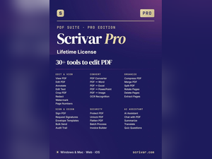 Scrivar PDF Pro - Organize, Edit, Compress, Convert, Merge, eSign, OCR & 30+ tools | Lifetime License