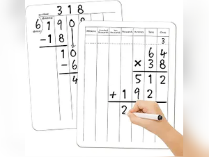 Math Manipulatives White Board for Students - Small White Board Dry Erase - Ideal for Classroom and Home Use - Long Division Double-Sided Dry Erase Board - 9x12 Inches